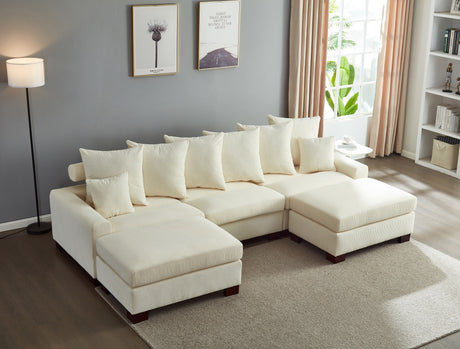 Modular Sectional Sofa,5 Seater Oversized Convertible L & U Shaped Couch, Corduroy Fabric - sold by Home Elegance USA