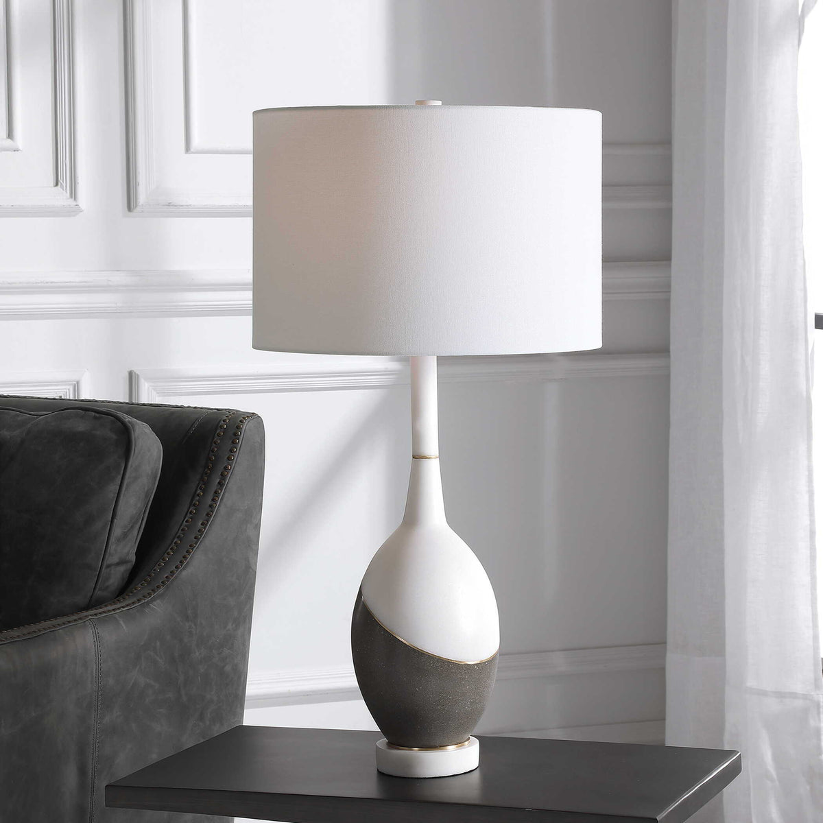 Tanali Modern Table Lamp White & Gray - White / Dark Gray by Uttermost - View 9