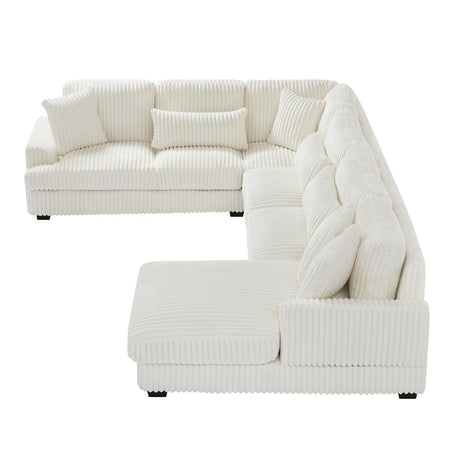 Modern Oversized U-shaped Sectional Sofa with Chaise Lounge in Beige Corduroy, 129' - sold by Home Elegance USA