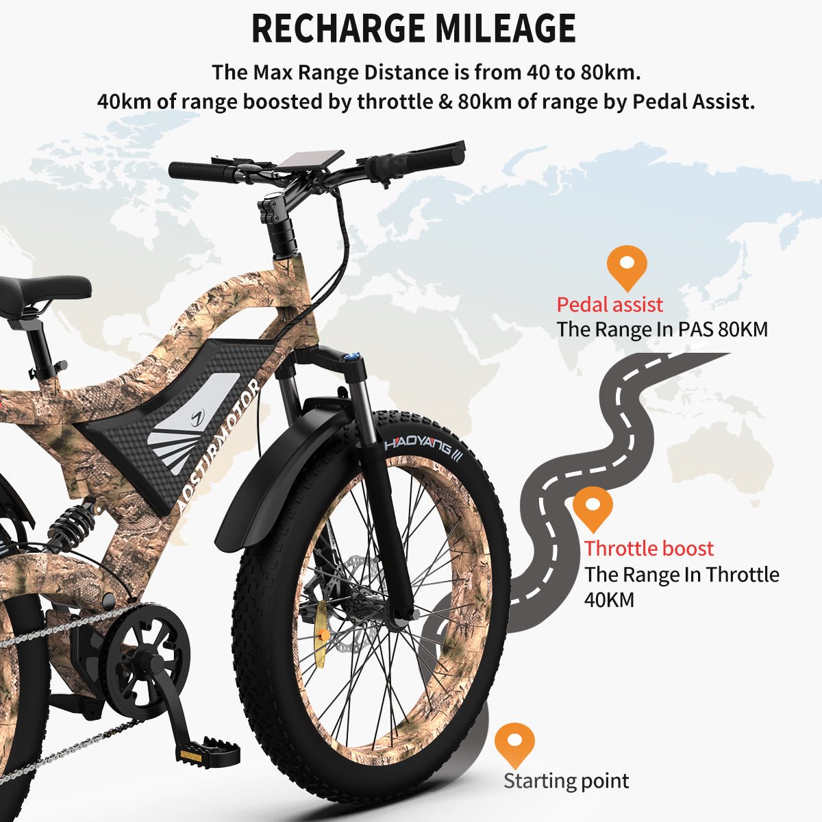 AOSTIRMOTOR S18 - 1500W 26" 1500W Electric Bike Fat Tire 48V 15AH Removable Lithium Battery Mountain Bicycle Shimanos Bicycle Full Suspension MTB Bikes for Adults - S18 - 1500W - Home Elegance USA - 5