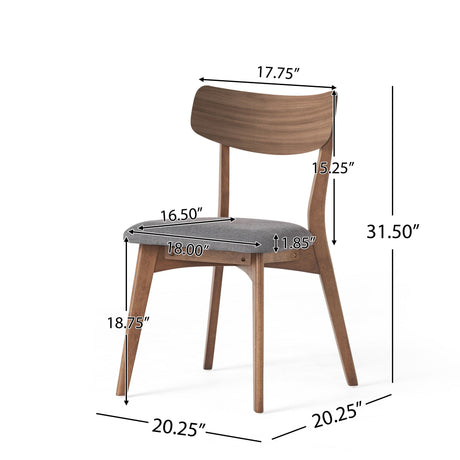 5-Pieces Upholstered Dining Set With Rubberwood Frame, Grey+Walnut+Black - sold by Home Elegance USA