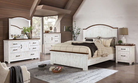 Alyson - 4 Piece Queen Bedroom Set - Distressed White / Walnut - CM7962Q - 4PC - Home Elegance USA - 1