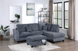 Contemporary Dark Gray 3pc Sectional Set Corduroy Upholstered LAF Sofa RAF Chaise Ottoman L-Sectional Living Room Furniture - sold by Home Elegance USA