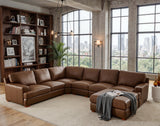 Leather Match Large Seating Modular Sectional