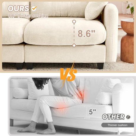 Modular Sectional U Shaped Couch With Ottoman,Soft Chenille Fabric  Tufted Cushion Backrest Design,High-Density Foam Ergonomic design,Elegant Armrests,Easy Install Fits Bedrooms Living Rooms,Beige - sold by Home Elegance USA