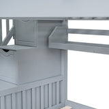 Full-Over-Full Castle Style Bunk Bed with 2 Drawers 3 Shelves and Slide - Gray(OLD SKU:LT000558AAE-2) - sold by Home Elegance USA