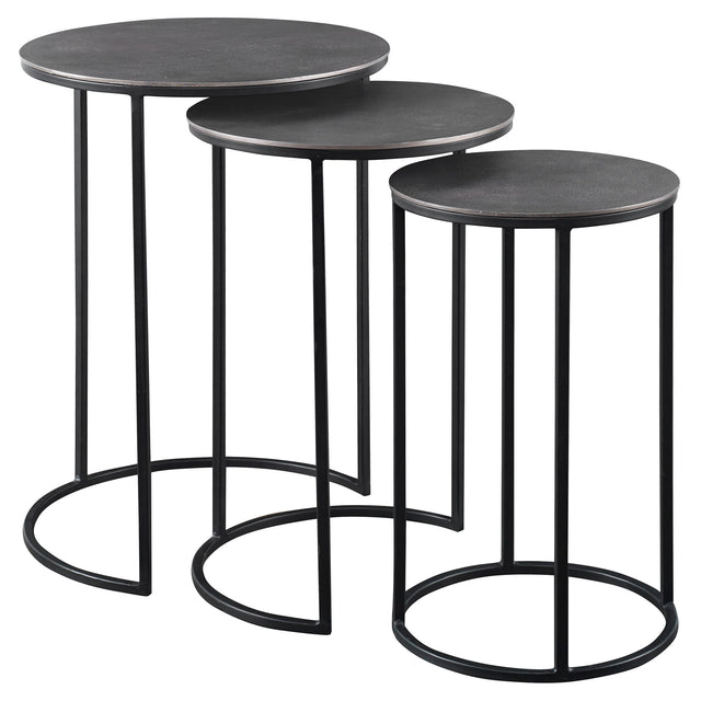 Erik Metal Nesting Tables (Set of 3) - Dark Gray / Black by Uttermost - View 1