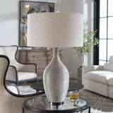 Dinah Textured Table Lamp - Gray / Beige by Uttermost - View 2