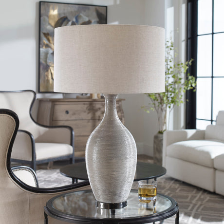 Dinah Textured Table Lamp - Gray / Beige by Uttermost - View 2