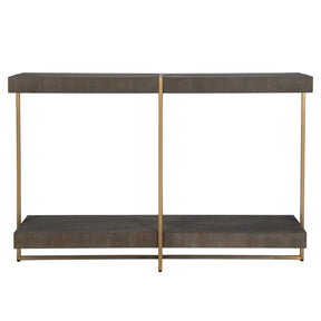 Taja Modern Brass / Wood Console Table - Gold / Dark Brown by Uttermost - View 1