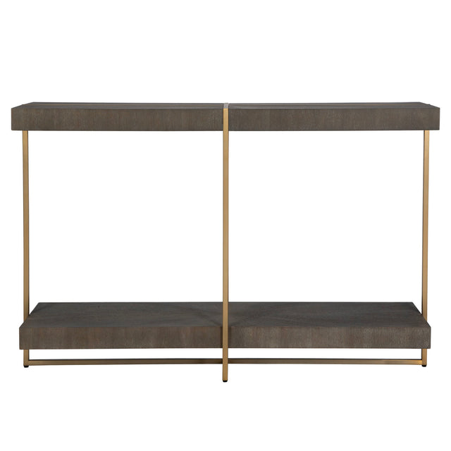 Taja Modern Brass / Wood Console Table - Gold / Dark Brown by Uttermost - View 1