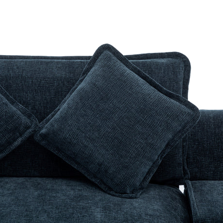 Contemporary Chenille Upholstered Sectional Sofa with Ottomans, USB Ports, Cup Holders & Storage, Blue - sold by Home Elegance USA
