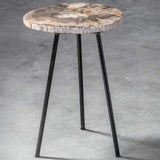 Mircea Petrified Wood Accent Table Black & Light Brown - Black / Light Brown by Uttermost - View 6