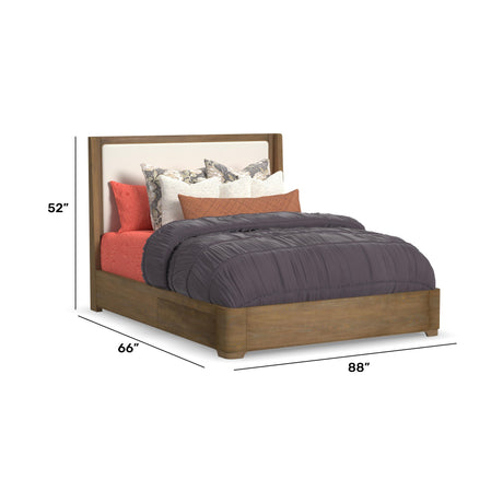 Normandy Queen Upholstered Storage Bed - Light Brown | Flexsteel