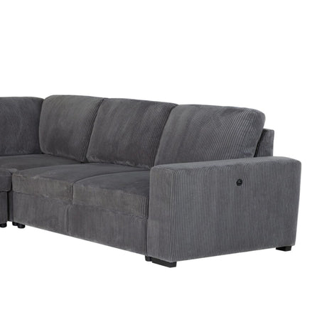 Melody Contemporary Sectional Sofa with Pullout Bed in Grey Fabric - sold by Home Elegance USA