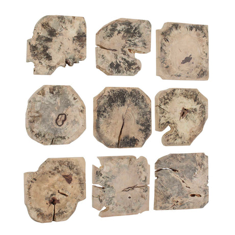 Bahati Wood Bleached Wall Decor (Set of 9) - Light Brown by Uttermost - View 3