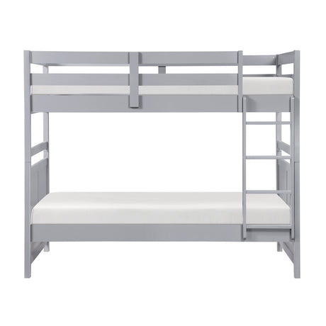 Bunk Bed Twin Over Twin Gray Finish Sturdy Wood Frame Guard Rails Youth Bedroom Furniture 1pc - sold by Home Elegance USA