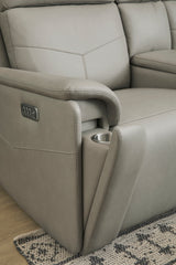 Vernon Power Reclining Loveseat With Console, Power Headrests, Lumbar, Heat & Massage - Dove Gray | Flexsteel