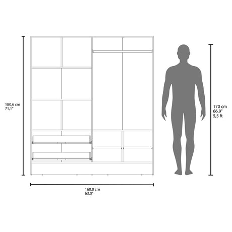 Armoire Ron, Bedroom, White - sold by Home Elegance USA