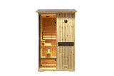 Two-person outdoor wooden steam sauna room