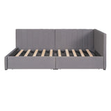 Upholstered Daybed with 2 Storage Drawers Twin Size Sofa Bed Frame No Box Spring Needed, Linen Fabric (Gray) - Home Elegance USA