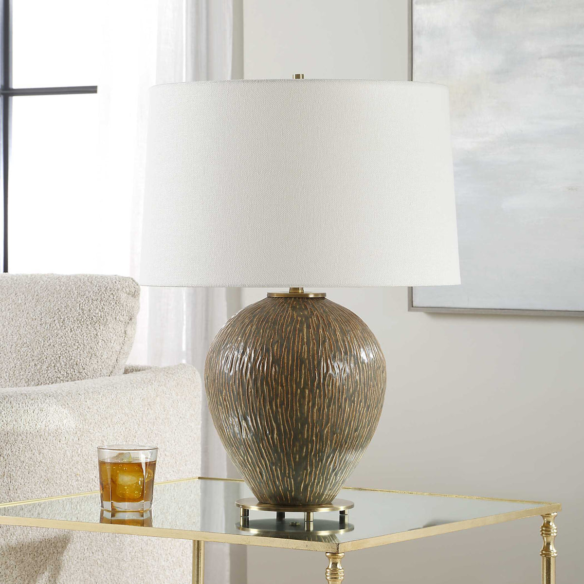 Rya Ceramic Table Lamp - Dark Brown by Uttermost - View 3