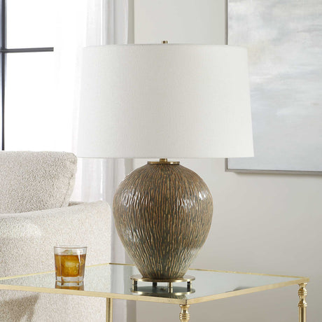 Rya Ceramic Table Lamp - Dark Brown by Uttermost - View 3