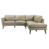 Benson Beige Leather Sectional Sofa with Right Facing Chaise Mid-Century Modern Design