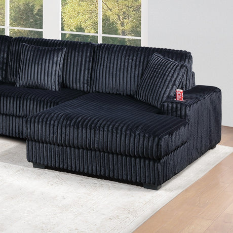 Contemporary Style 6-PC Modular Sectional Sofa Set USB Cup Holder Black Finish Corduroy Living Room Furniture Couch - sold by Home Elegance USA