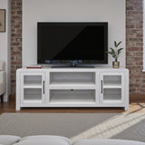Haven 65 inch TV Stand with Glass Doors, for TVs up to 75 inches, No Assembly Required, White Finish