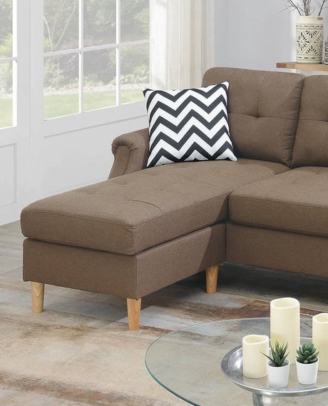 Living Room Corner Sectional Light Coffee Polyfiber Chaise sofa Reversible Sectional - sold by Home Elegance USA