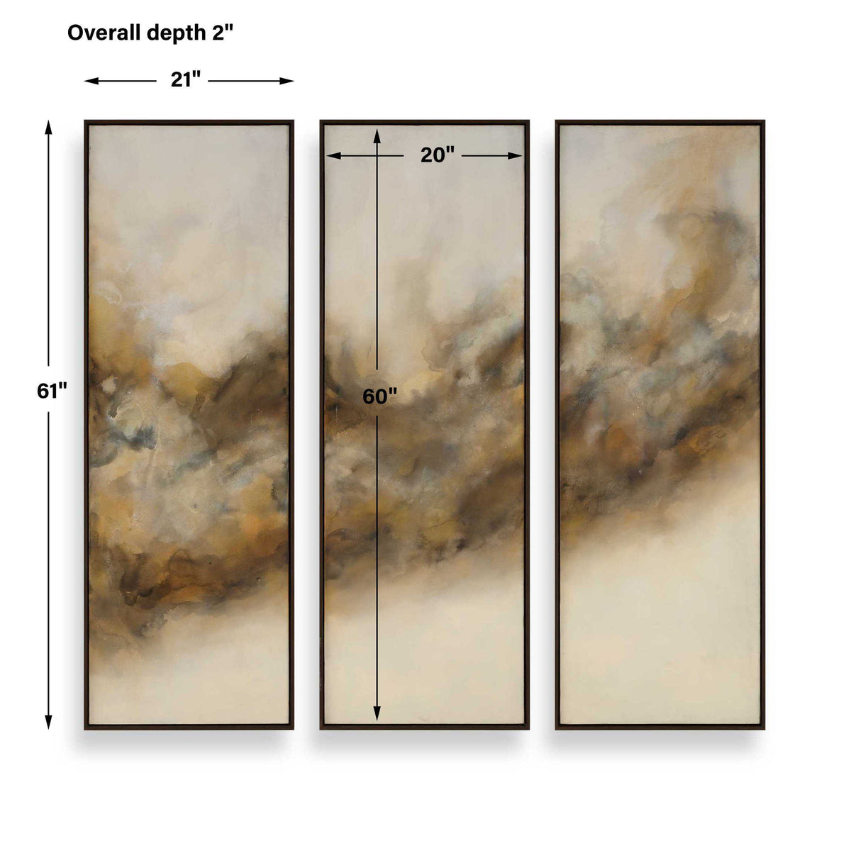 Smoke Break Hand Painted Modern Art (Set of 3) Black / Gray / Orange / Woodtone / Yellow - Light Brown / Beige by Uttermost - View 8