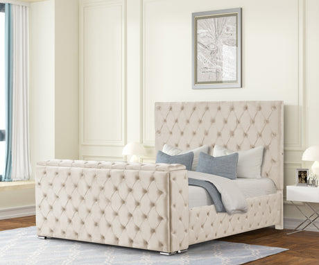 Encore Modern Style Tufted and Upholstered Queen 4PC Bedroom set made with wood in Beige(NJ Inventory) - sold by Home Elegance USA