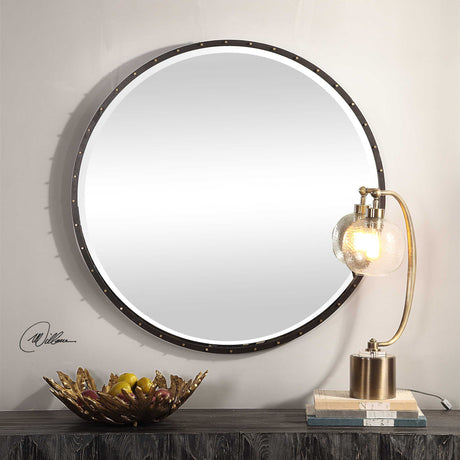 Benedo Round Mirror - Black by Uttermost - View 5