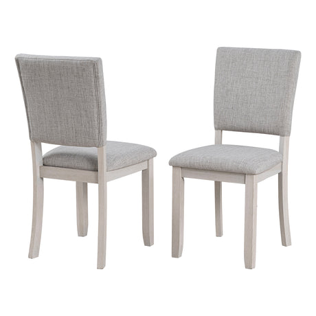 Transitional Style 5pc Dining Set Gray Upholstered Fabric Chairs Dining Table Trestle Base Table 4x Side Chairs Dining Room - sold by Home Elegance USA
