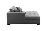 111'' Tufted Fabric 3 - Seat L - Shape Sectional Sofa Couch Set w/Chaise Lounge, Ottoman Coffee Table Bench, Dark Grey - W876S00066 - image - 7