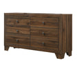 1pc Contemporary 6-Drawer Storage Dresser Metal Hardware Rustic Brown Cherry Rustic Finish Wooden Bedroom Furniture