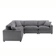 Chelsea Modular 5-Piece Sectional in Charcoal with Plush Polyester Upholstery and Removable Wood Legs - sold by Home Elegance USA
