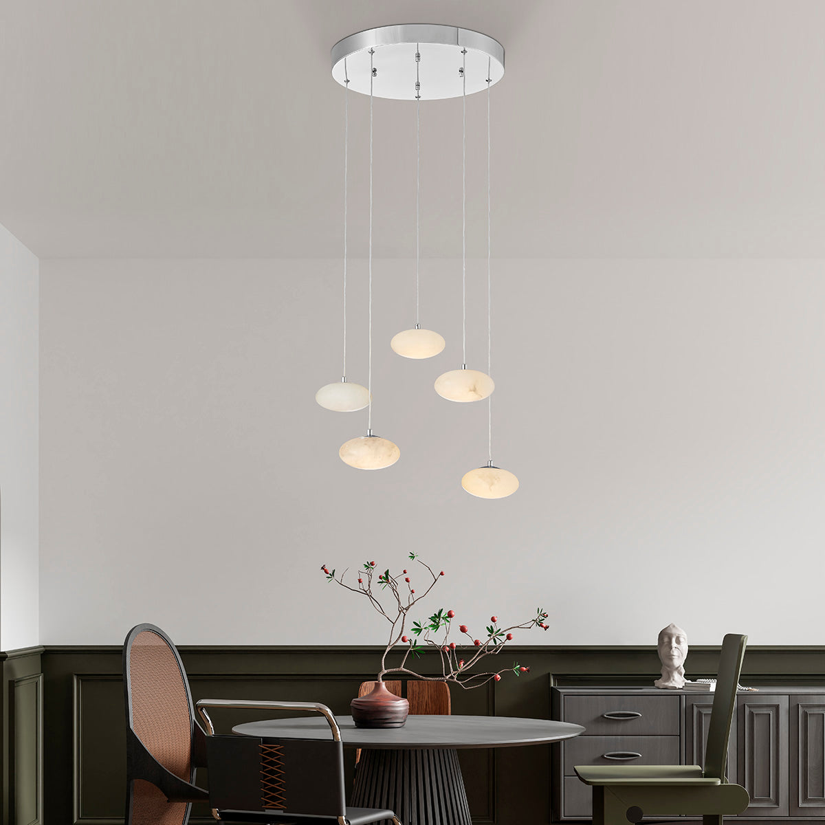 Spanish Alabaster Round Chandelier // Chrome  | Finesse - Home Elegance USA