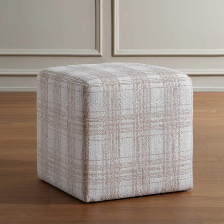 Joie Porcelain Plaid Ottoman - White by Uttermost - View 4