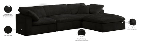 Cozy - Modular Sectional 4 Piece Cloud - Black - 634Black - Sec4A - Home Elegance USA - 2