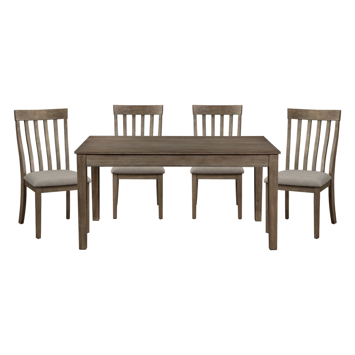 Country Casual Styling 5pc Dining Set Dining Table with Drawers and 4x Side Chairs Wire Brushed Brown Finish Wooden Furniture