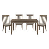Country Casual Styling 5pc Dining Set Dining Table with Drawers and 4x Side Chairs Wire Brushed Brown Finish Wooden Furniture