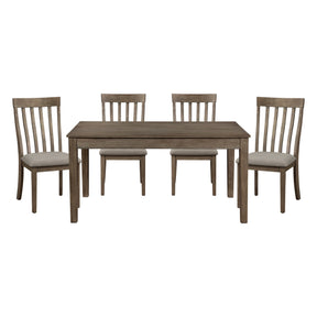 Country Casual Styling 5pc Dining Set Dining Table with Drawers and 4x Side Chairs Wire Brushed Brown Finish Wooden Furniture - sold by Home Elegance USA