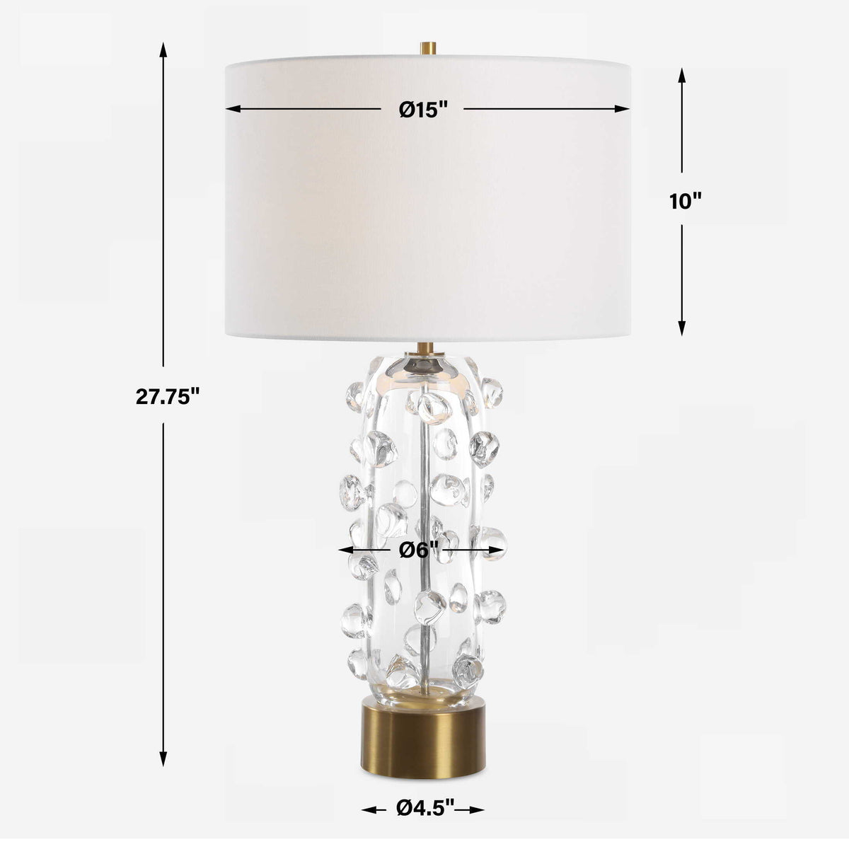 Aura Clear Glass Table Lamp - White by Uttermost - View 7