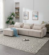 113.3" Convertible Sectional Sofa Couch 3 - Seat L - Shaped Sofa with Movable Ottoman and USB for Apartment, Living Room, Bedroom, Beige - SG000880AAA - image - 14