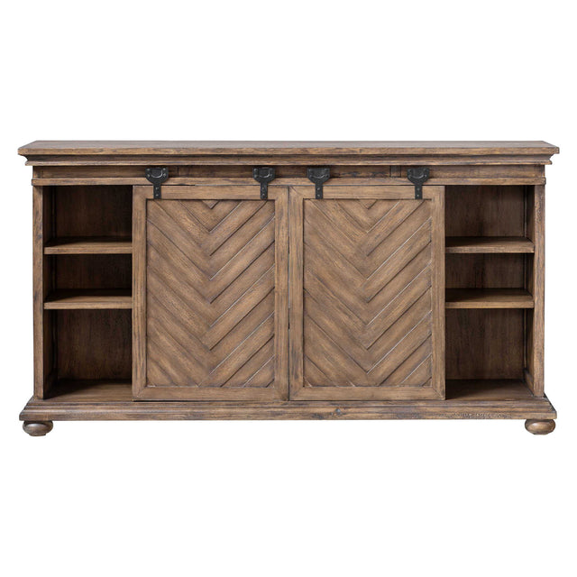 Primalia Barn Door Media Console - Light Brown by Uttermost - View 1