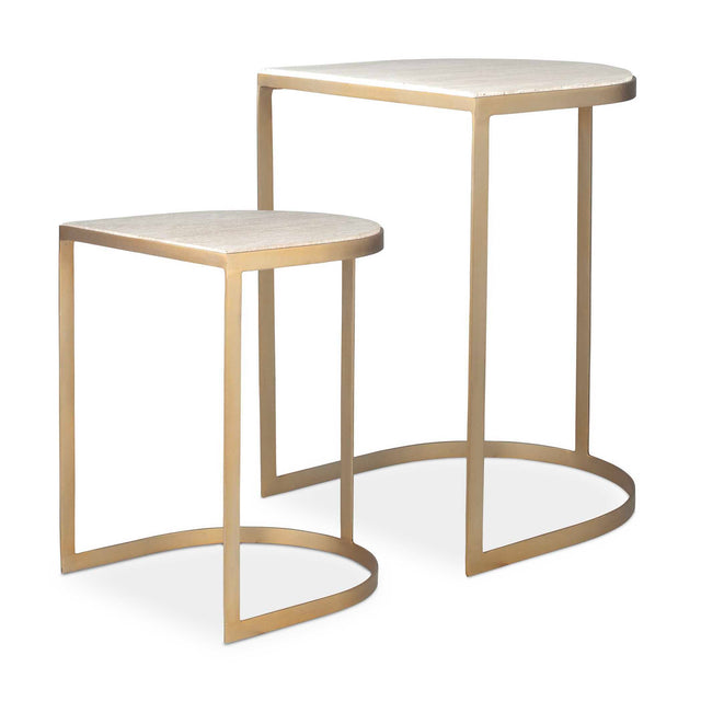 Lindon Travertine Nesting Tables Set - Gold / White by Uttermost - View 1