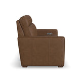 Dutch Power Reclining Sofa With Console, Power Headrest, & Lumbar - Dark Brown | Flexsteel