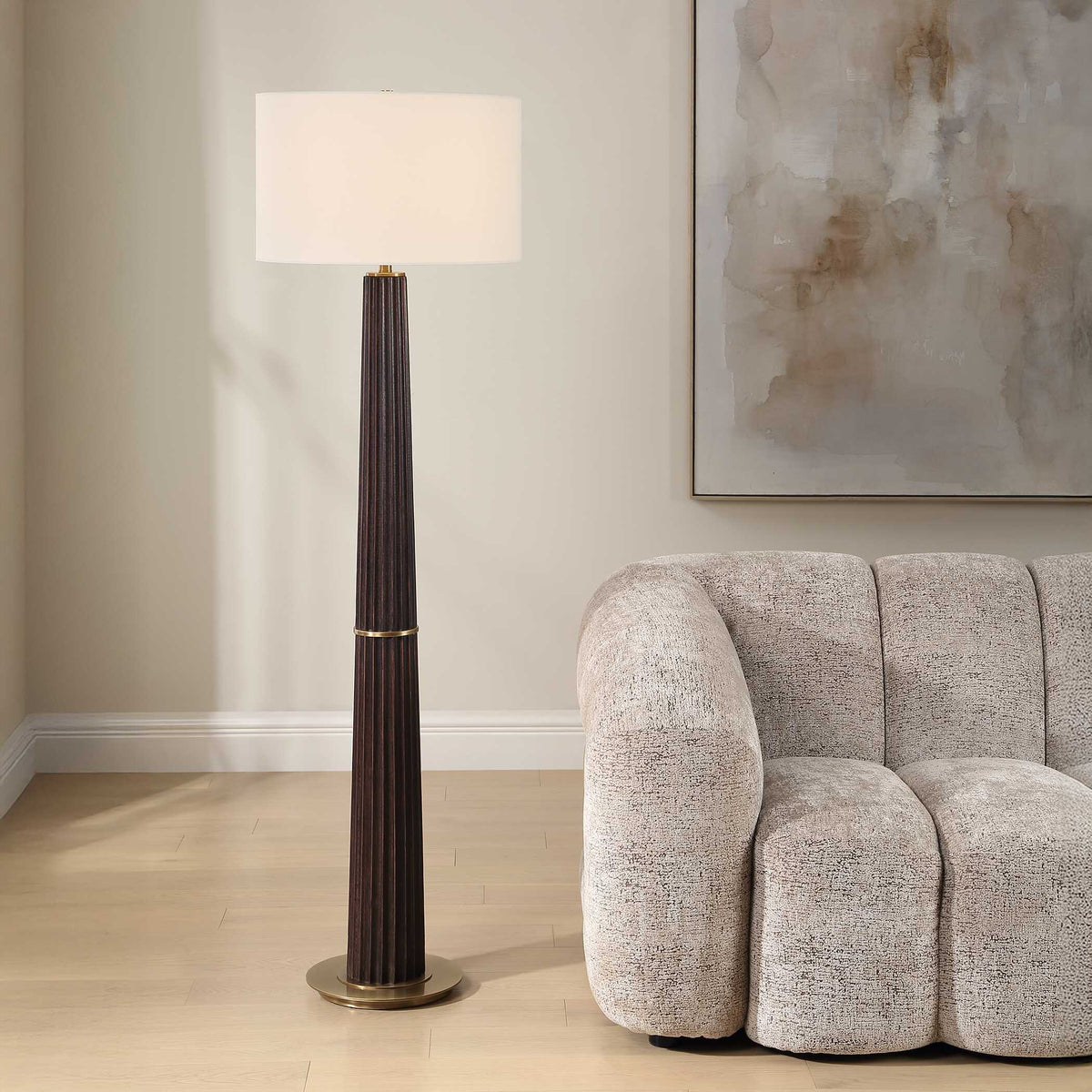 Forage Floor Lamp Dark Oak - Dark Brown / Gold by Uttermost - View 2